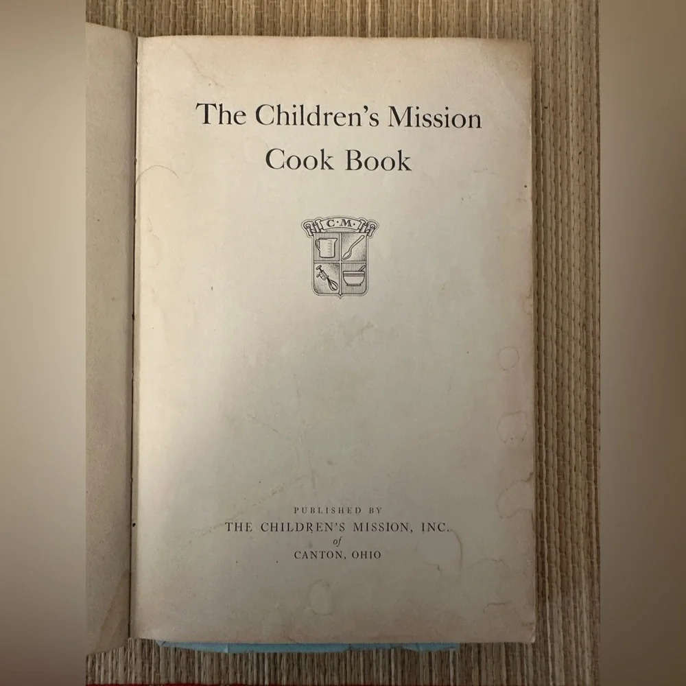Childrens Mission Cook Book 1937 Hardcover Canton OH. Includes correction insert